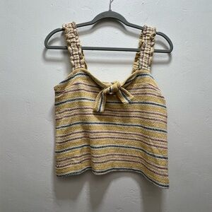 Madewell Yellow Tank Texture & Thread Tie-Front Tank Top Smithfield Stripe Sz S
